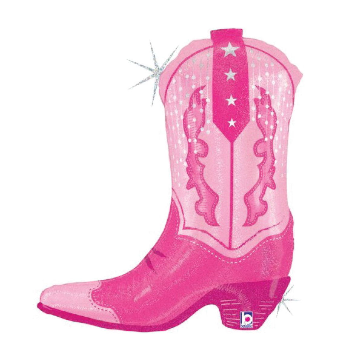 ink cowgirl boot shaped foil balloon, 29 inches tall