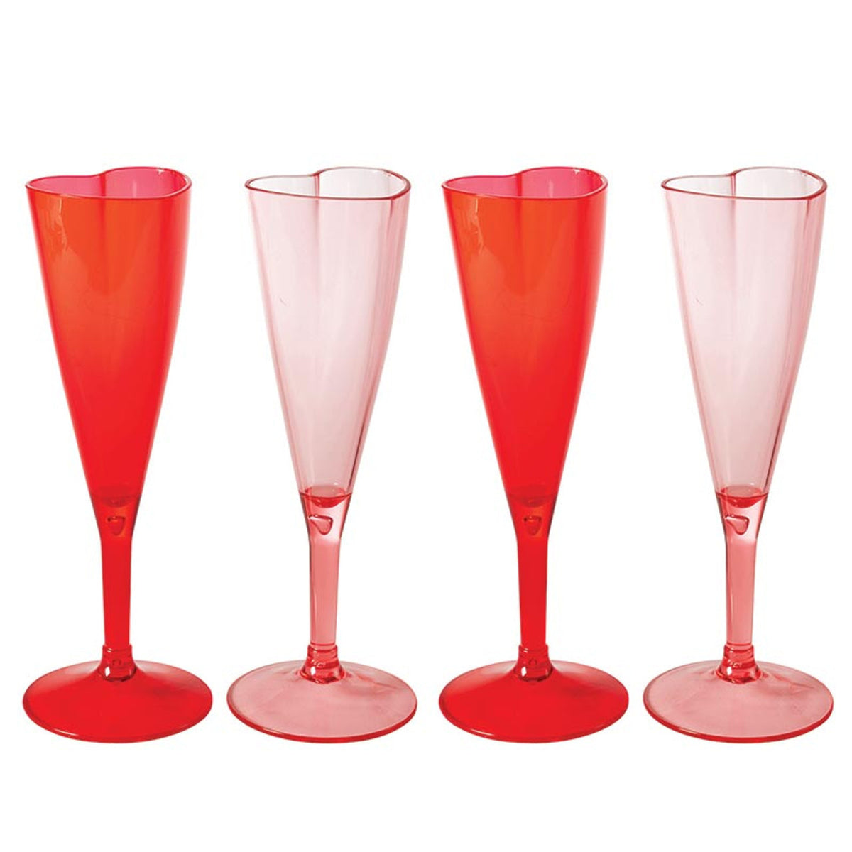 Red and pink heart champagne glasses