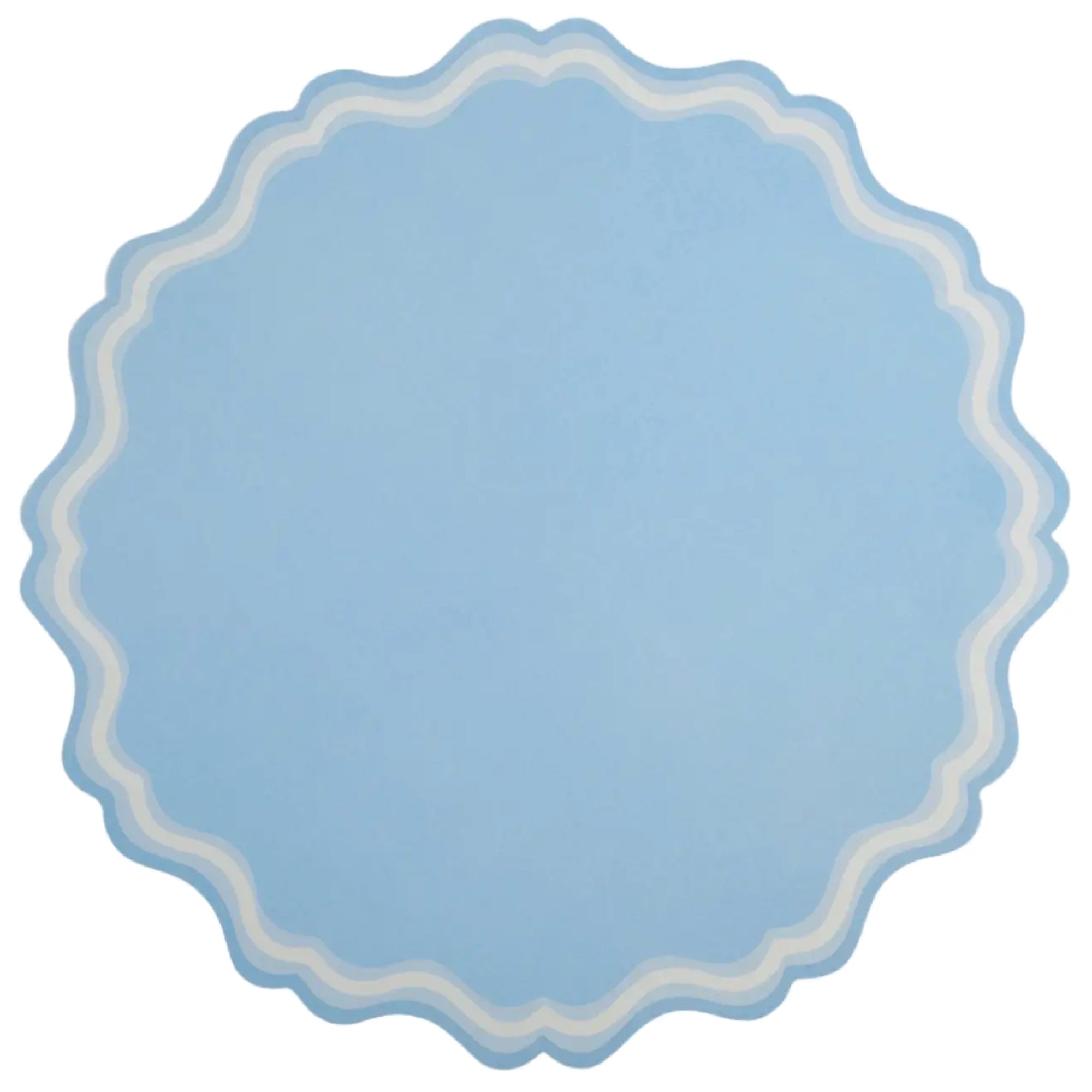 Baby blue scalloped round paper placemat