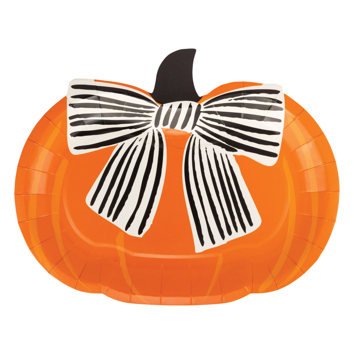 Black Bow Pumpkin Lunch Plates with orange pumpkin shape