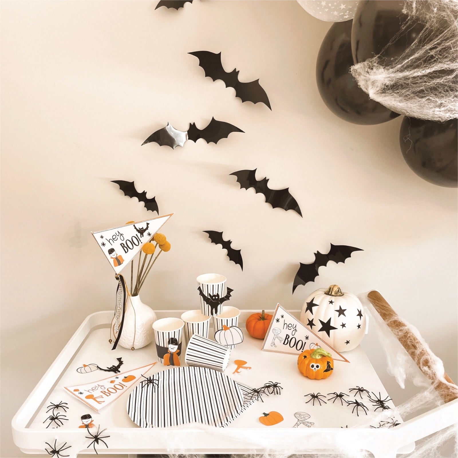 Black & White Fine Stripes Lunch Napkins 16ct | The Party Darling