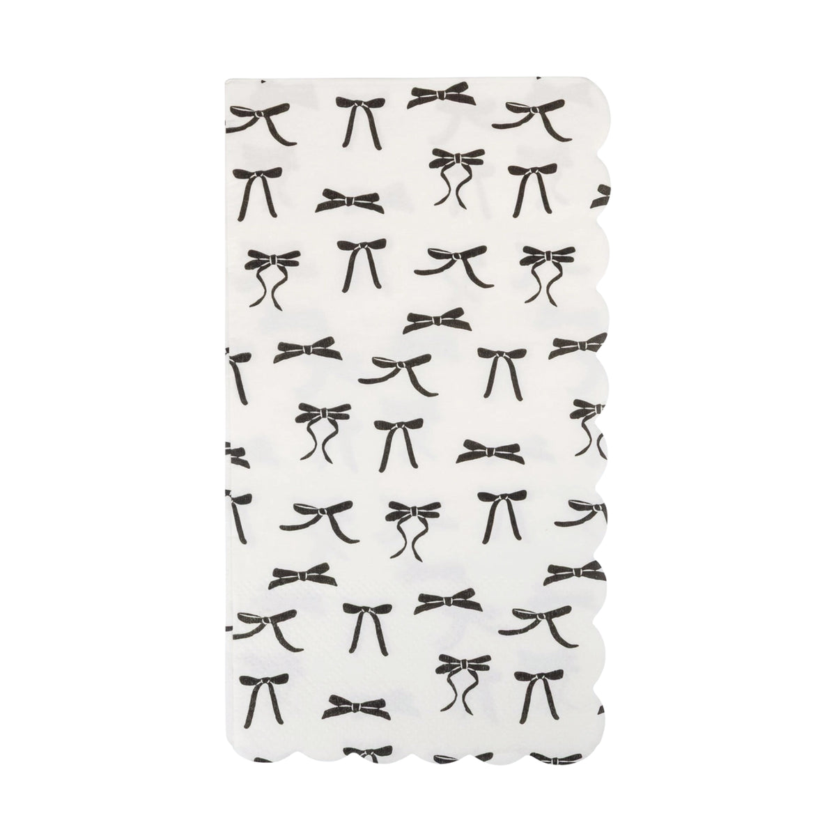 White guest towel with black bow pattern