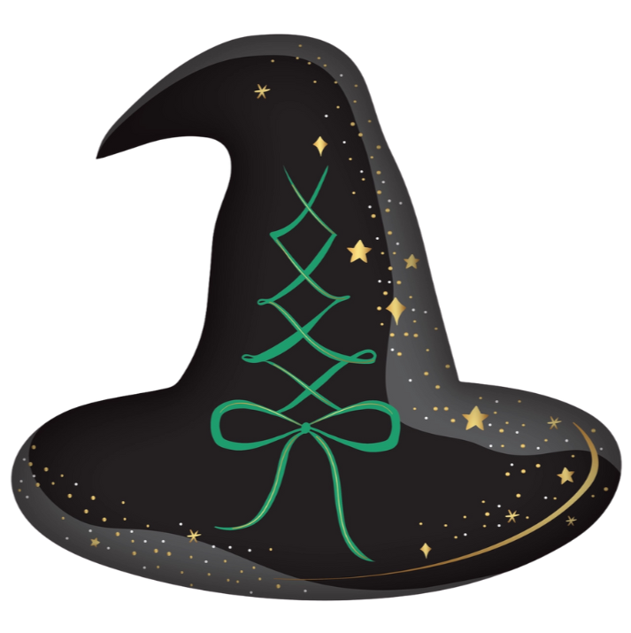 Black Witch Hat Dinner Plates 8ct | The Party Darling