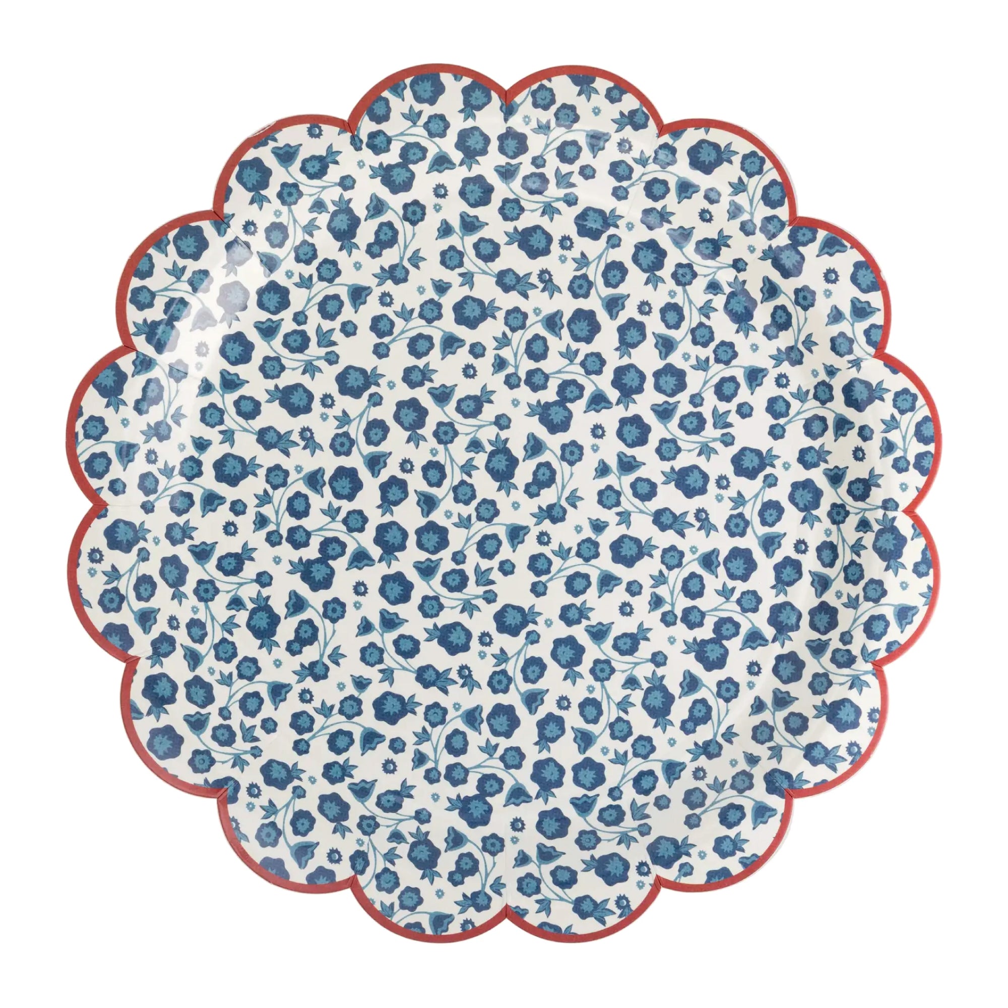 Coastal-inspired paper lunch plates with ditsy floral print