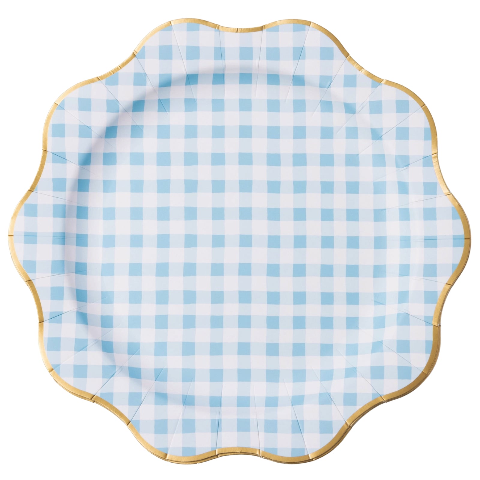 Blue Gingham Scalloped Dinner Plates 8ct