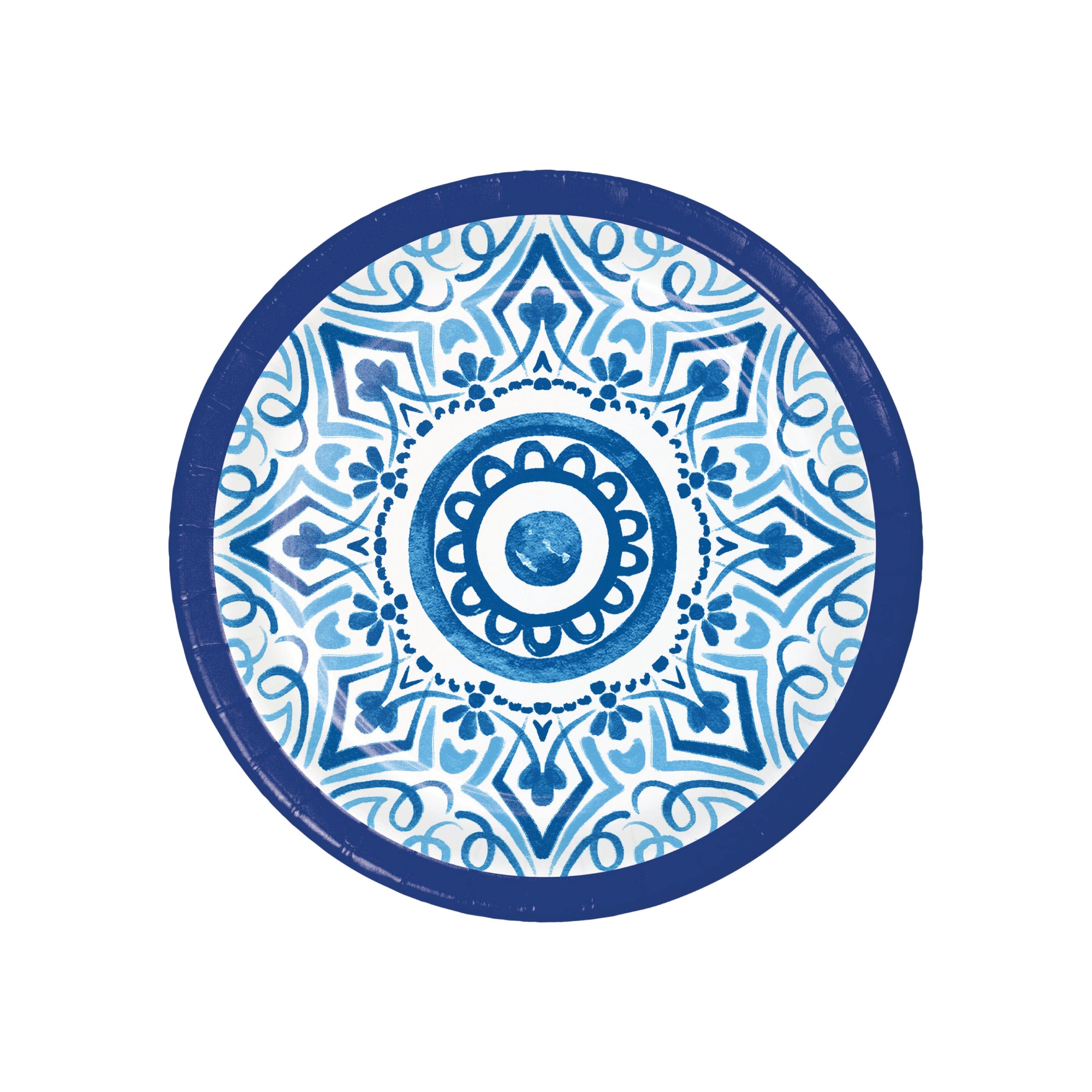 Blue Mediterranean tile patterned dessert plate