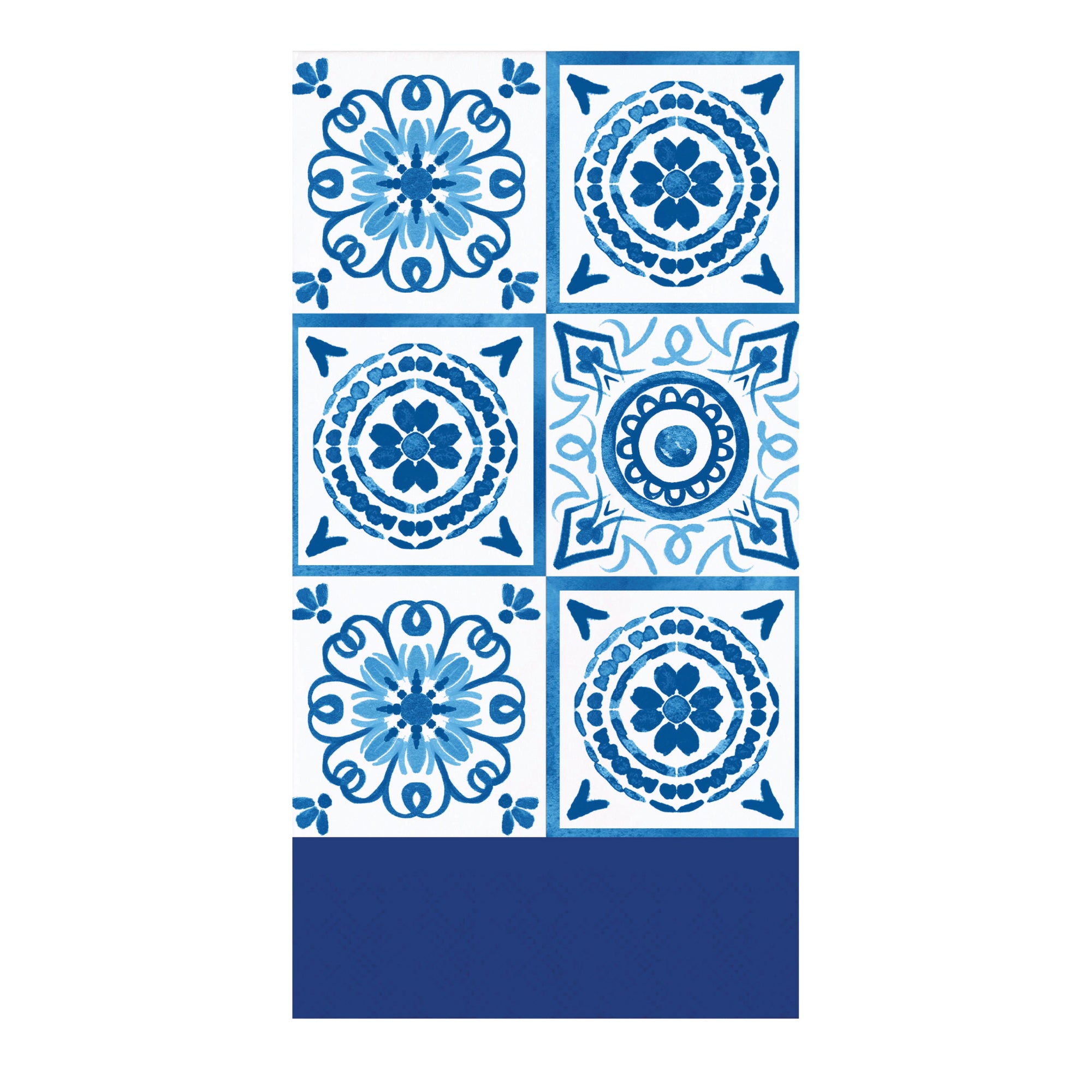 Blue Mediterranean tile patterned guest towel napkin