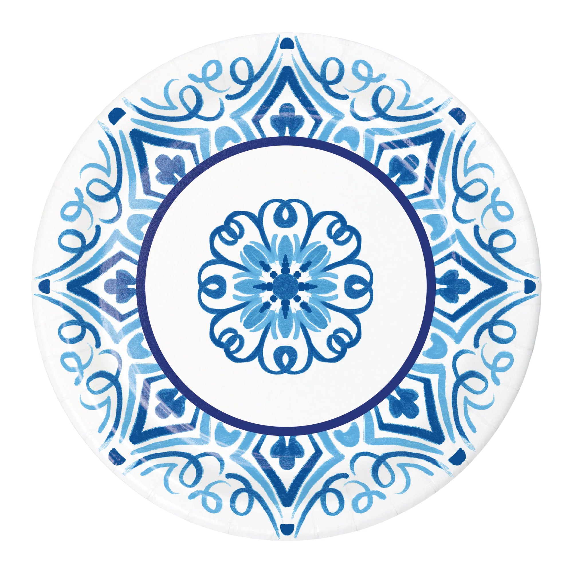 Blue Mediterranean tile patterned lunch plate