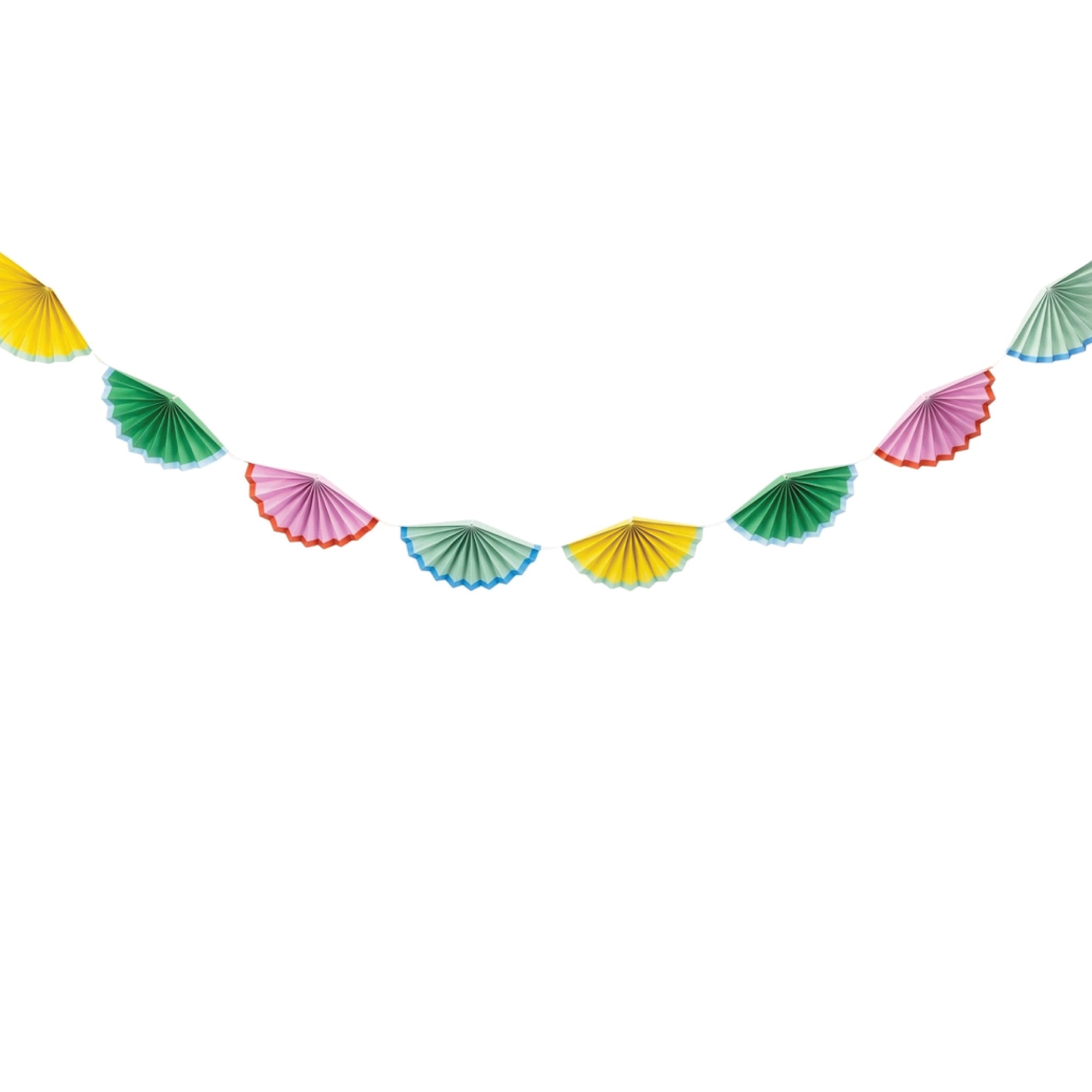 Bright birthday bunting banner with accordion paper fans