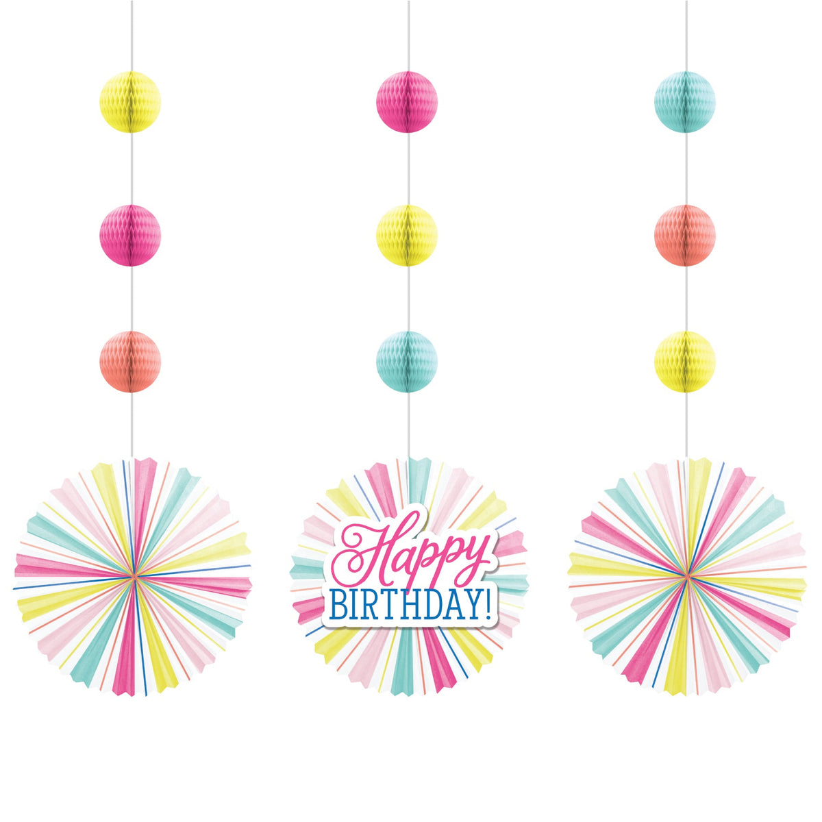 Birthday Brights Fan Hanging Decorations