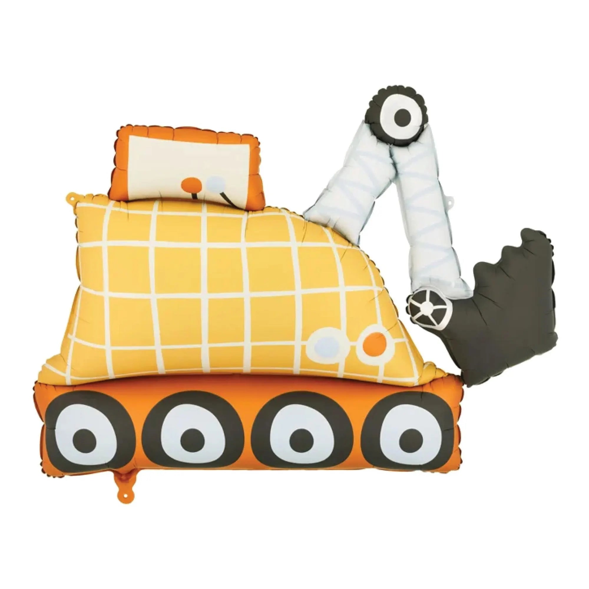 Construction Excavator Foil Balloon with yellow and orange design