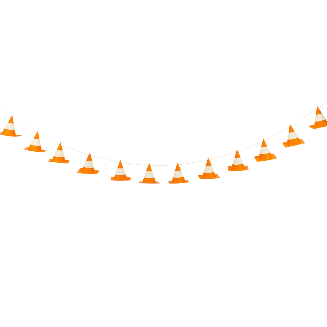 Construction cone paper banner with orange and white cones