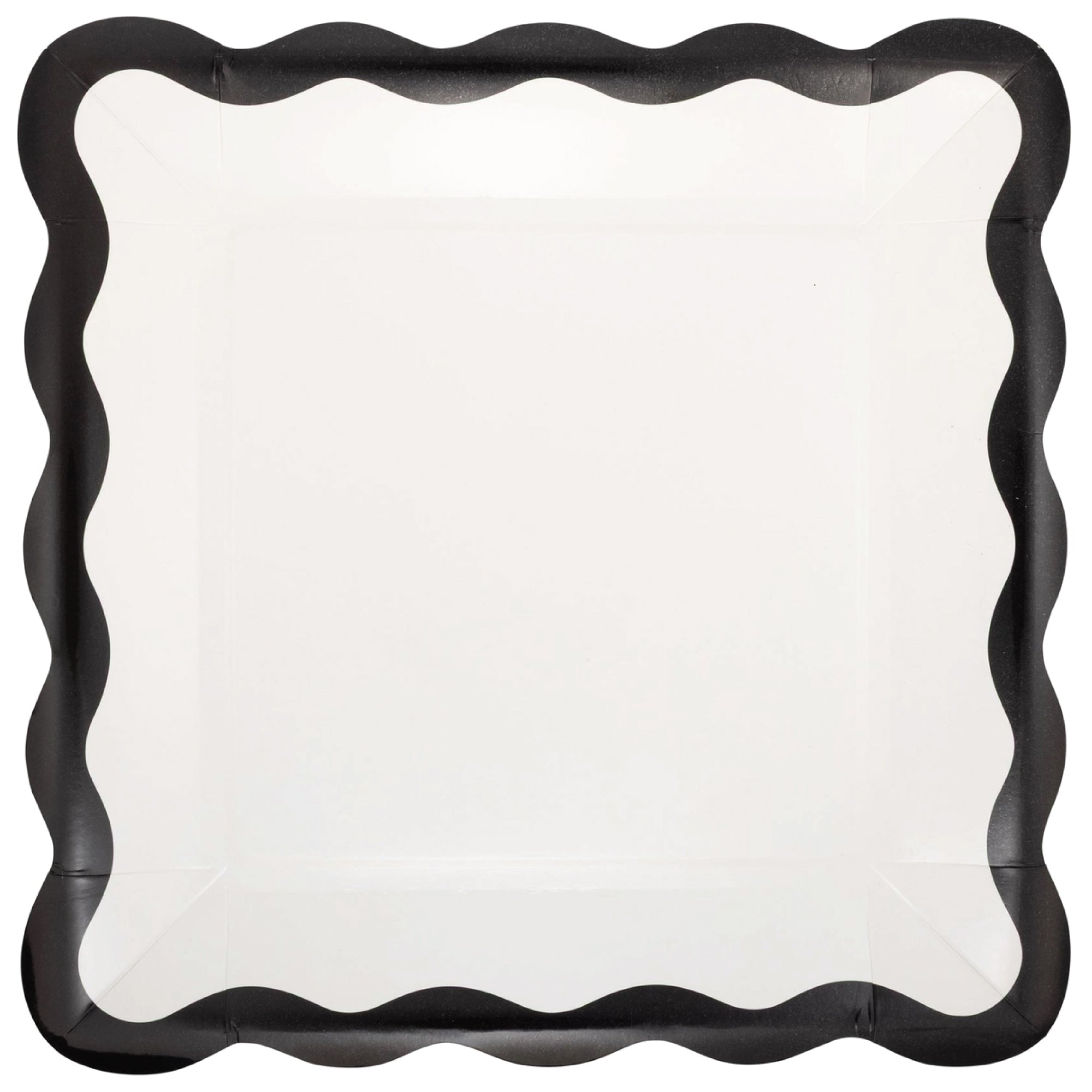 Cream and black ric rac lunch plates with scalloped edge