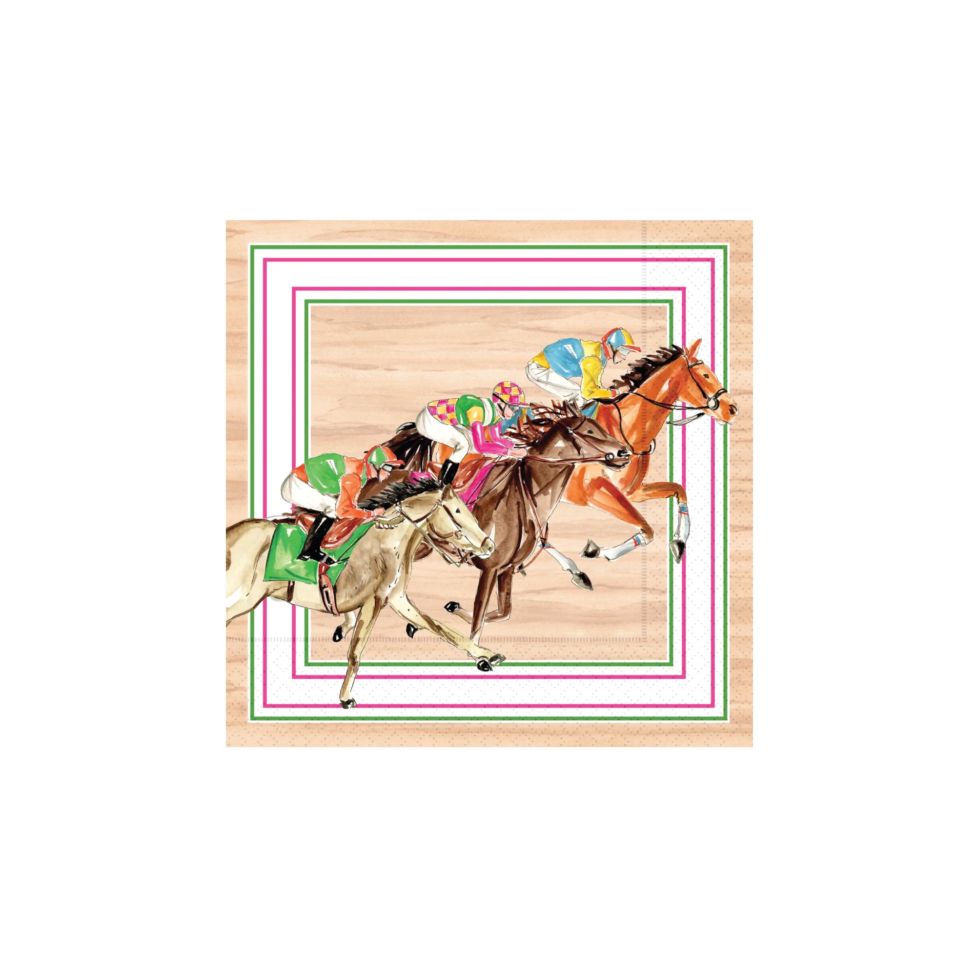 Horse racing dessert napkins with jockey illustration