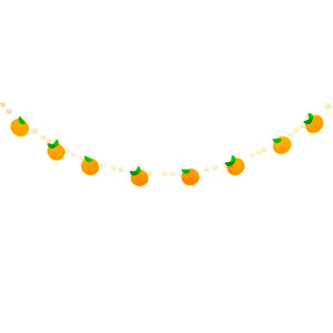 Felt citrus orange banner with puffy felt oranges and cream felt balls