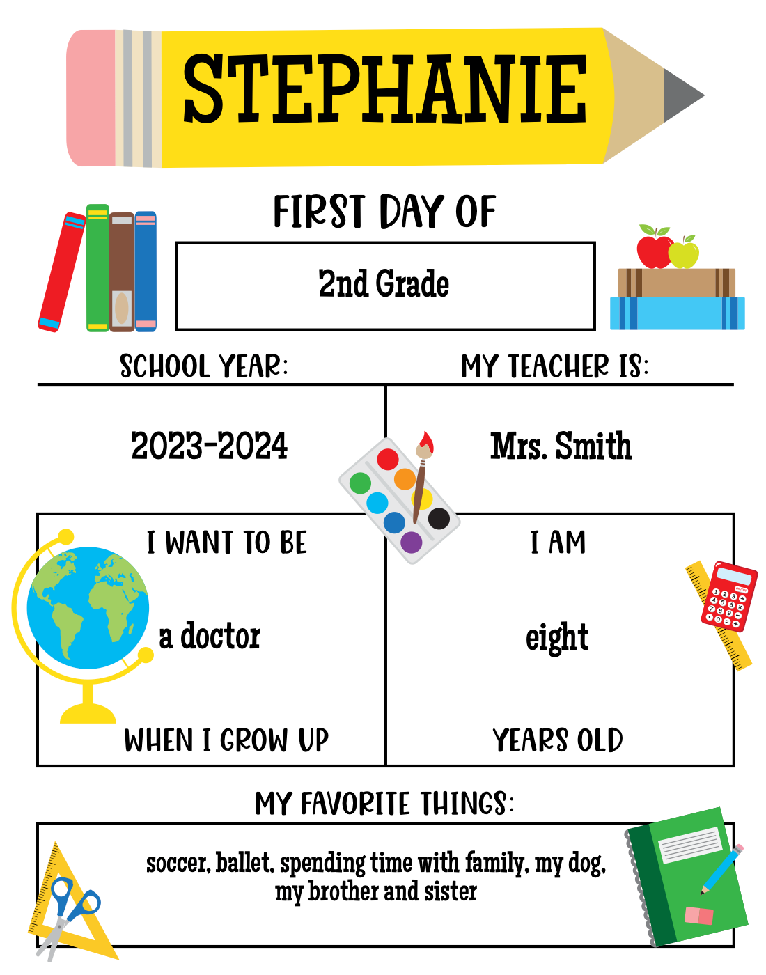 Free Printable First Day of School Photo Sign Example | The Party Darling