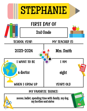 Free Printable First Day of School Photo Sign Example | The Party Darling