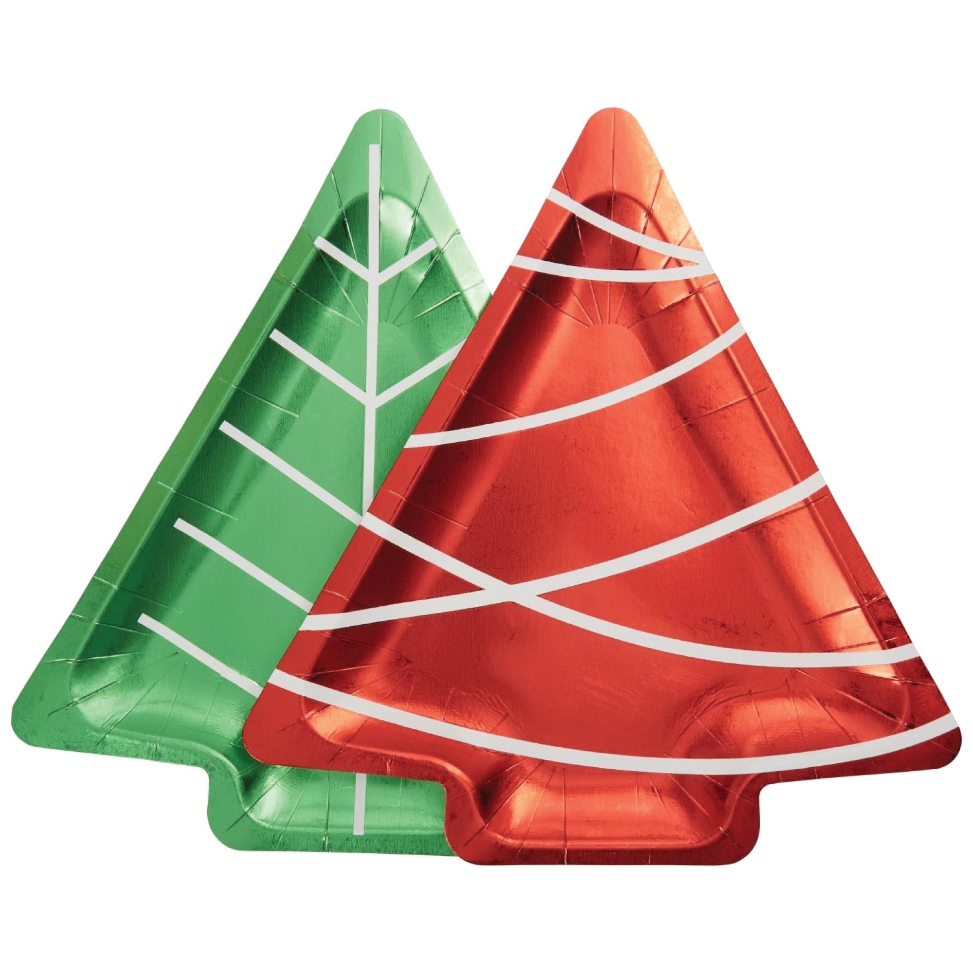 Red & Green Foil Christmas Tree Lunch Plates 8ct | The Party Darling