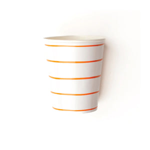 Frenchie Orange Striped Cups 8ct | The Party Darling