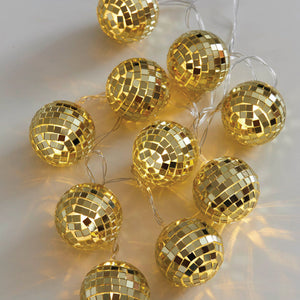 Gold Disco Ball String Lights 5.2ft In Use