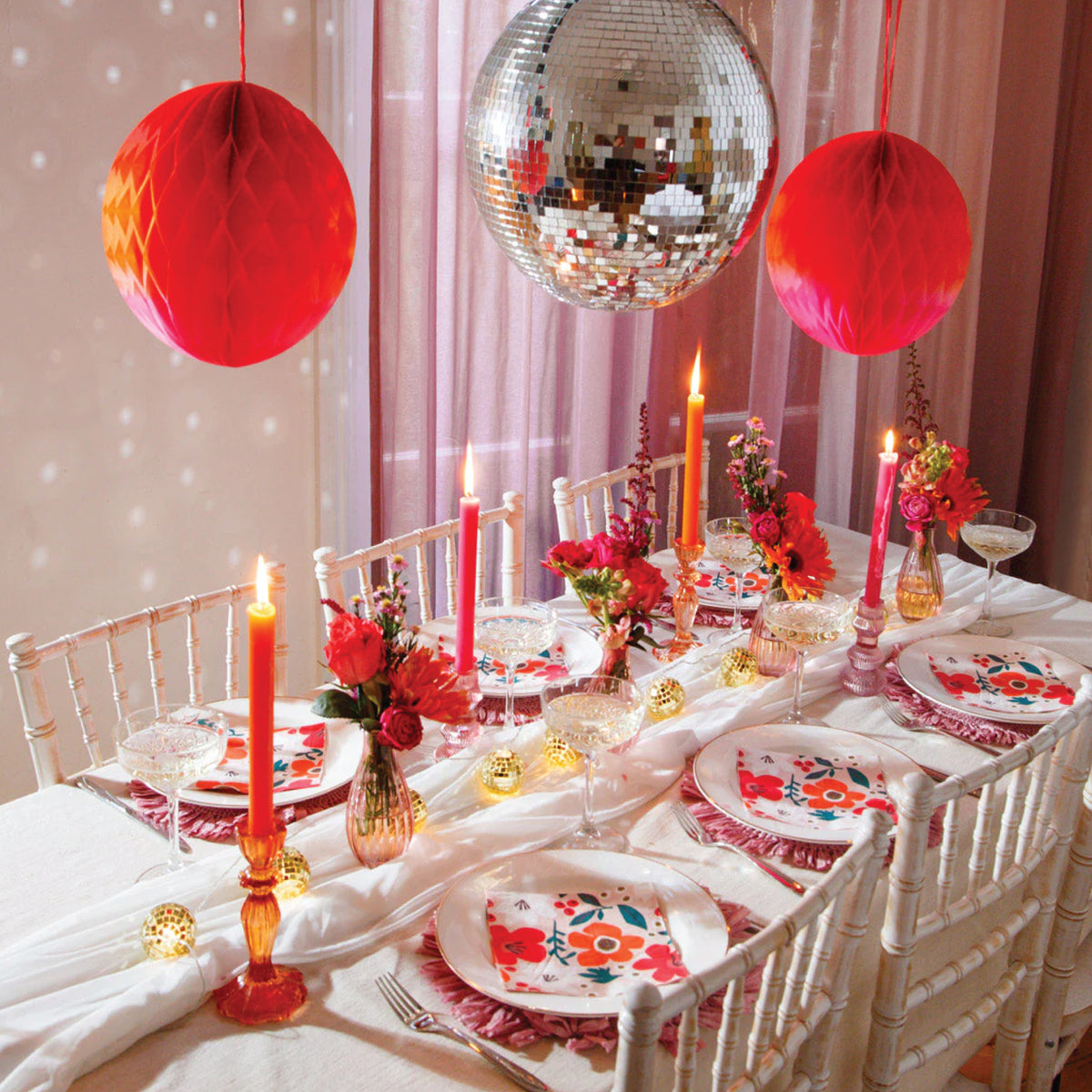 Gold Disco Ball String Lights 5.2ft Table Setting