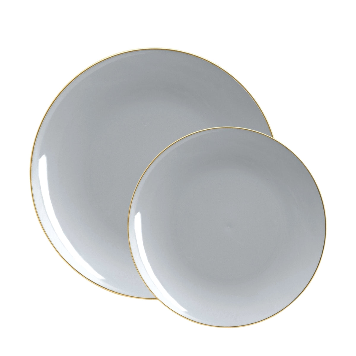Gray With Gold Rim Plastic Dinner Plates 10ct | The Party Darling
