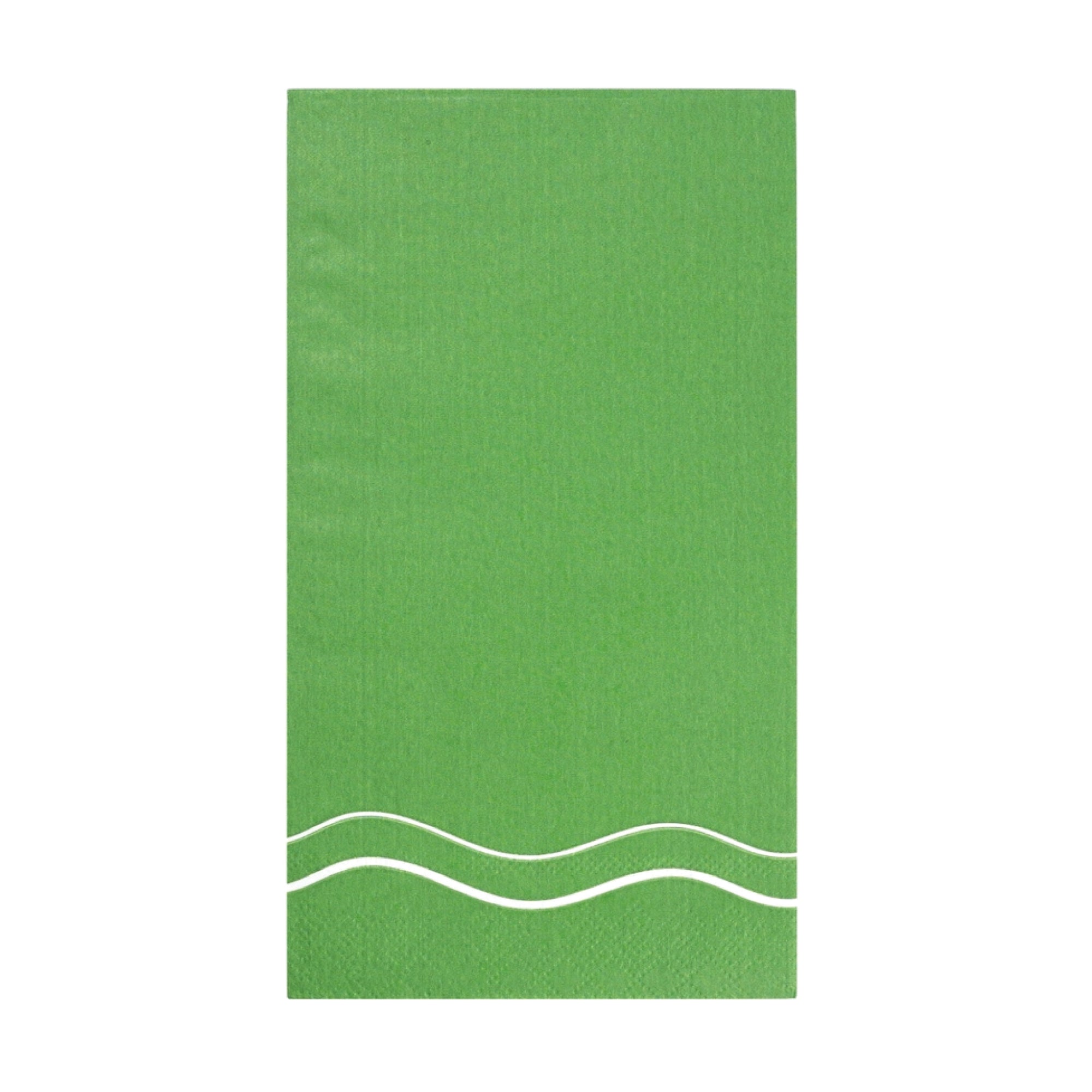 Green paper guest towels with white wave detail