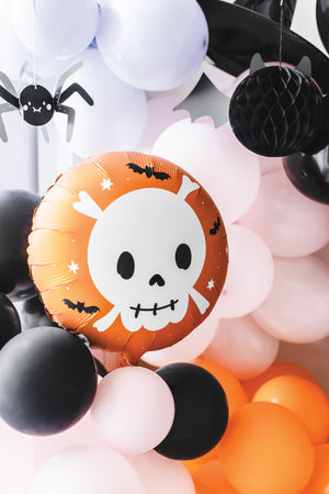 Orange Halloween Skull Round Foil Balloon | The Party Darling