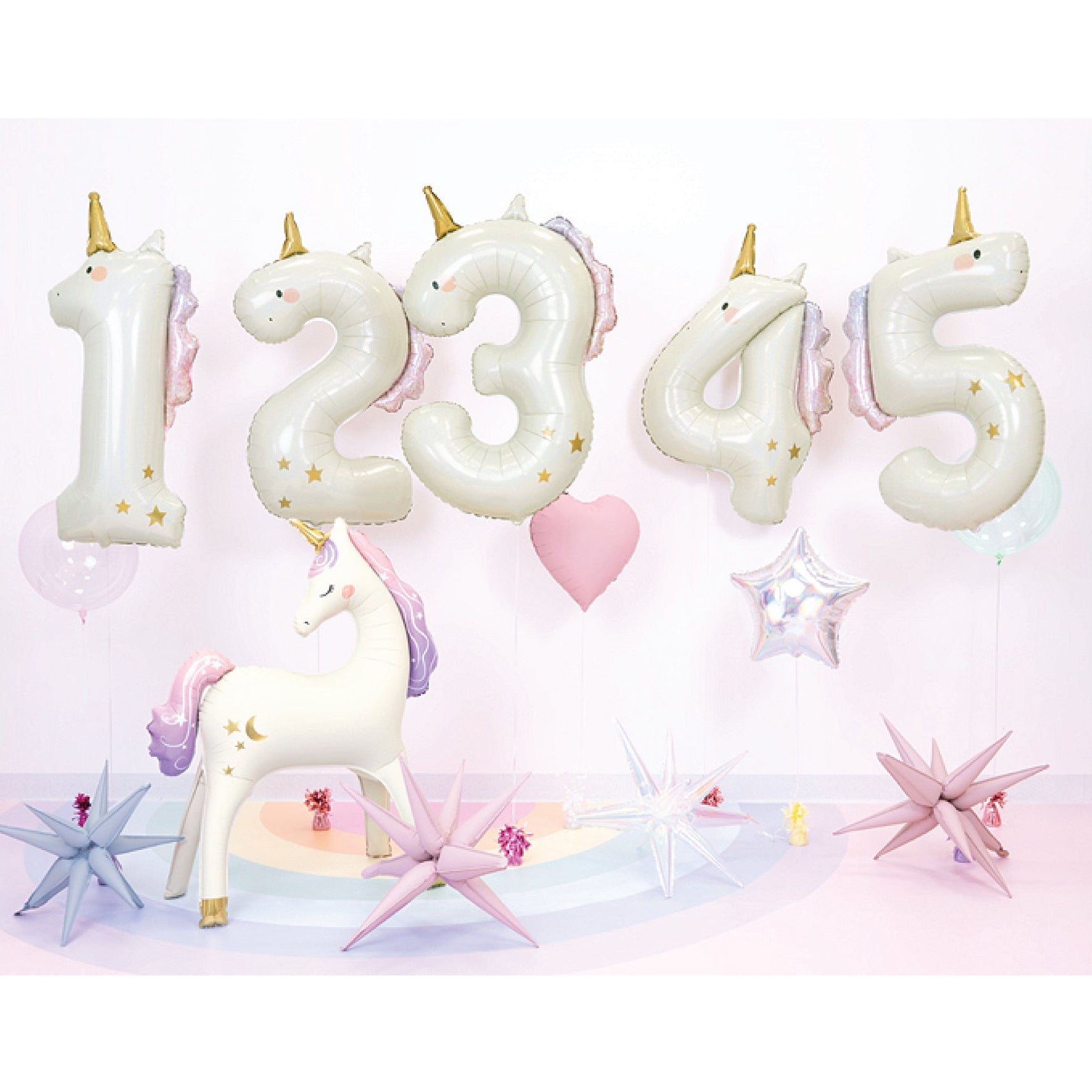 Unicorn number one foil balloon with gold horn