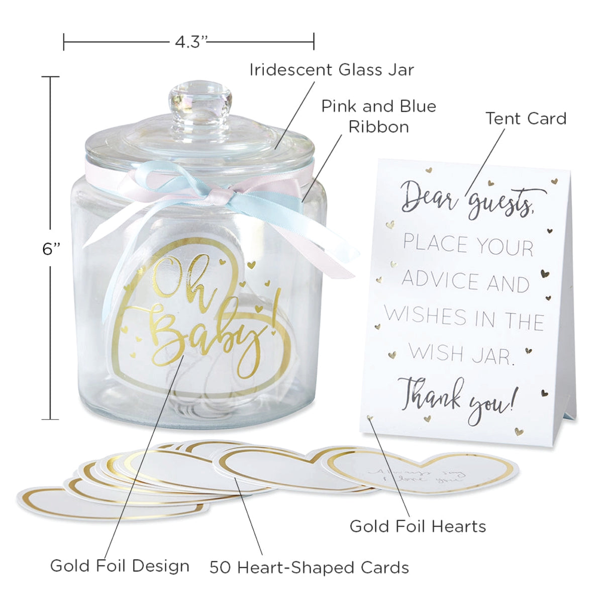 Glass Oh Baby Wish Jar with Heart Advice Cards | The Party Darling