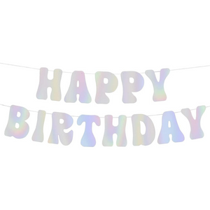 Iridescent Happy Birthday Letter Banner 5ft | The Party Darling