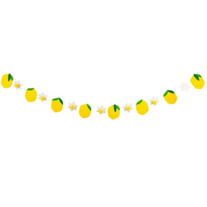 Felt lemon banner with puffy lemons and white felt flowers
