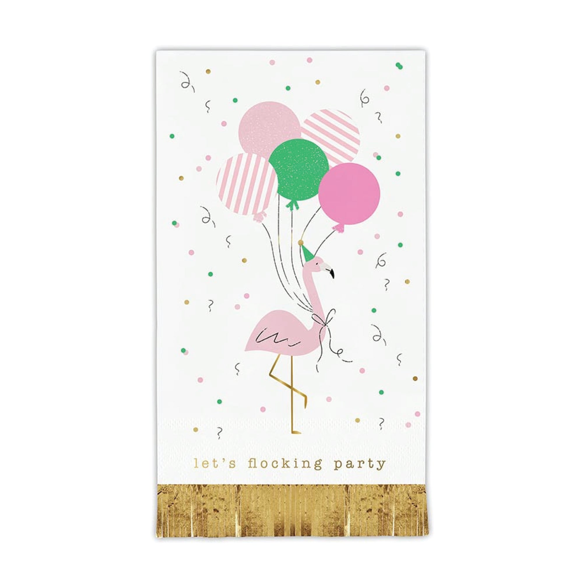 Pink flamingo birthday napkin with foil detail