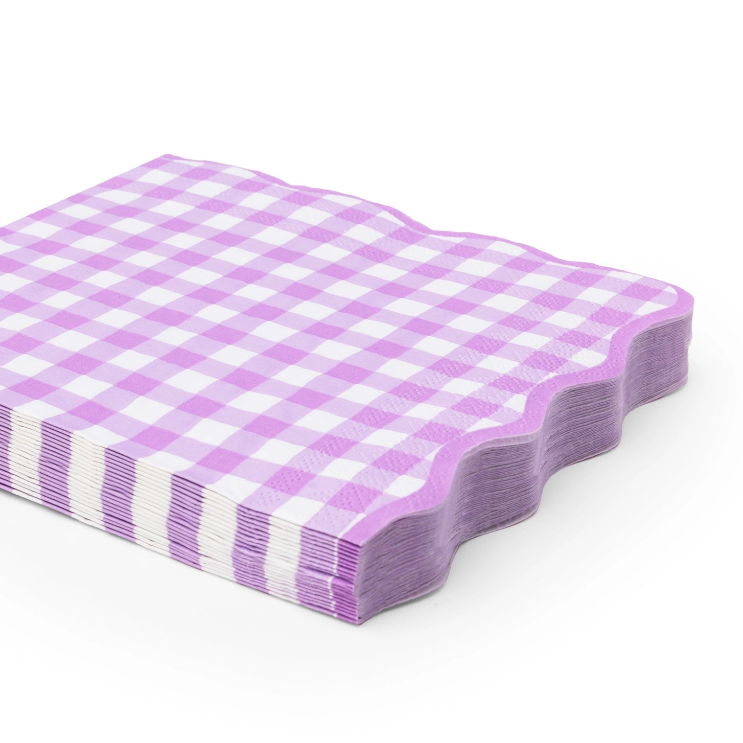 Purple gingham lunch napkins for garden celebrations