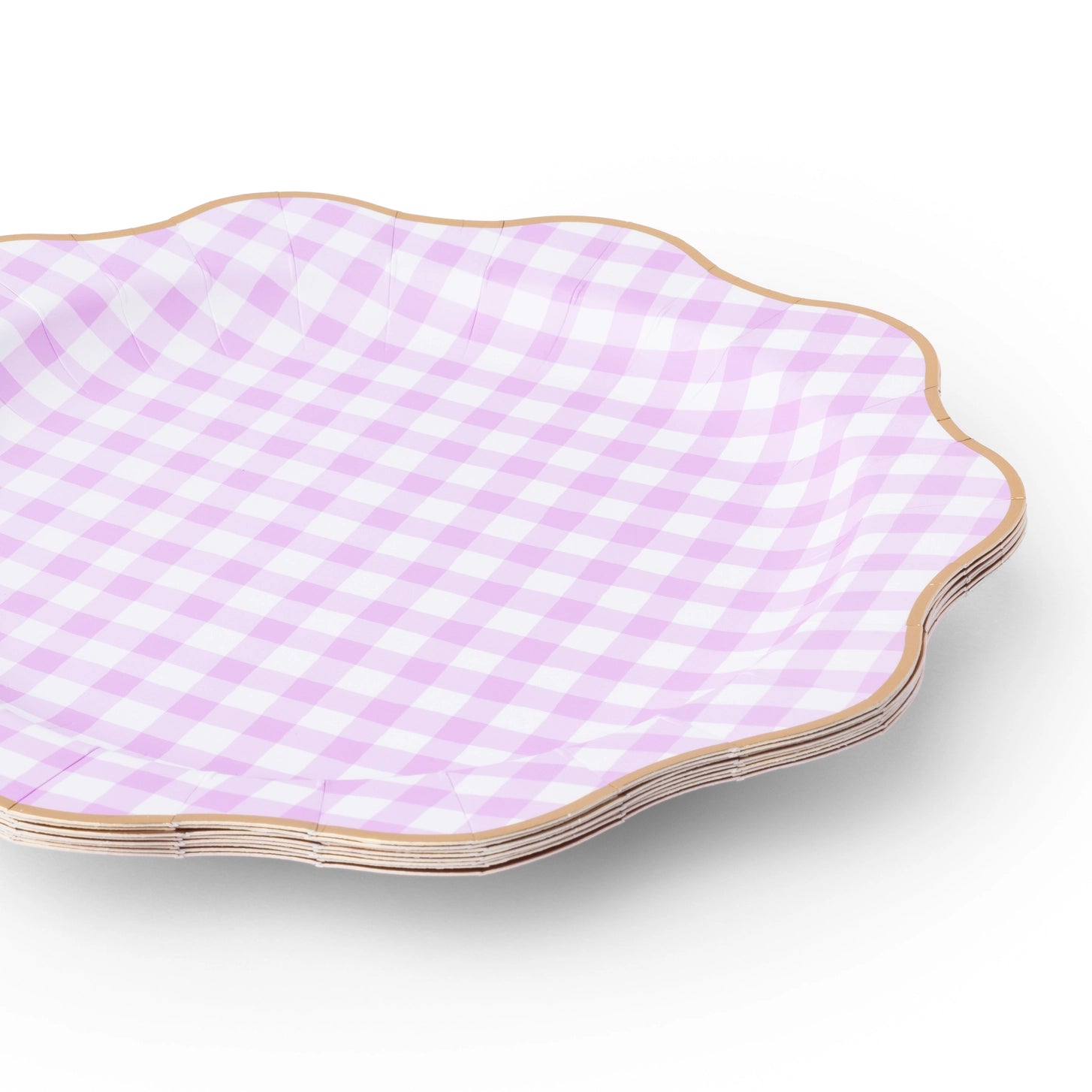 Gingham party plates for garden and shower celebrations