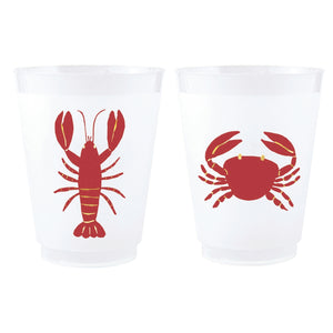 Lobster and crab themed cups for coastal party tables