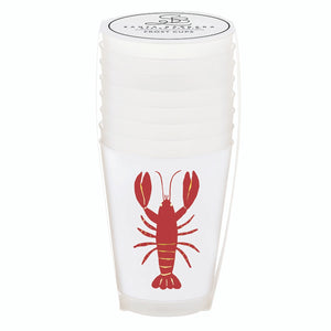 Stack of lobster and crab frosted plastic cups