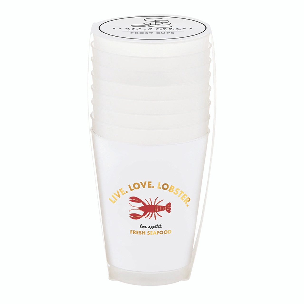 Reusable lobster party cups with gold foil