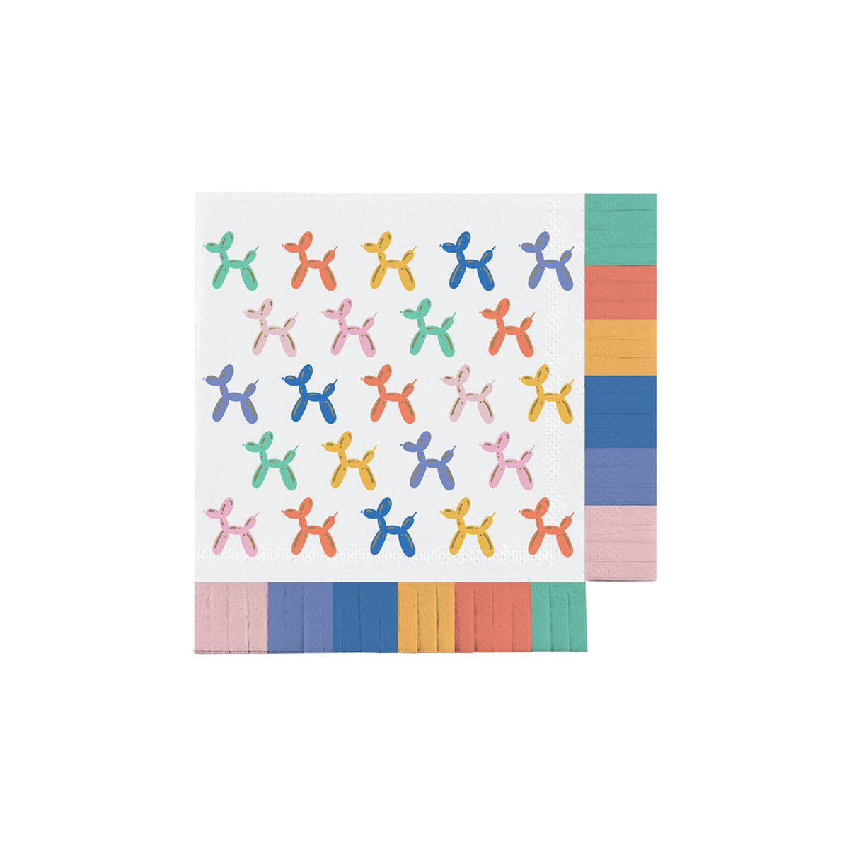Multicolor Dog Balloon Fringe Dessert Napkins 16ct | The Party Darling