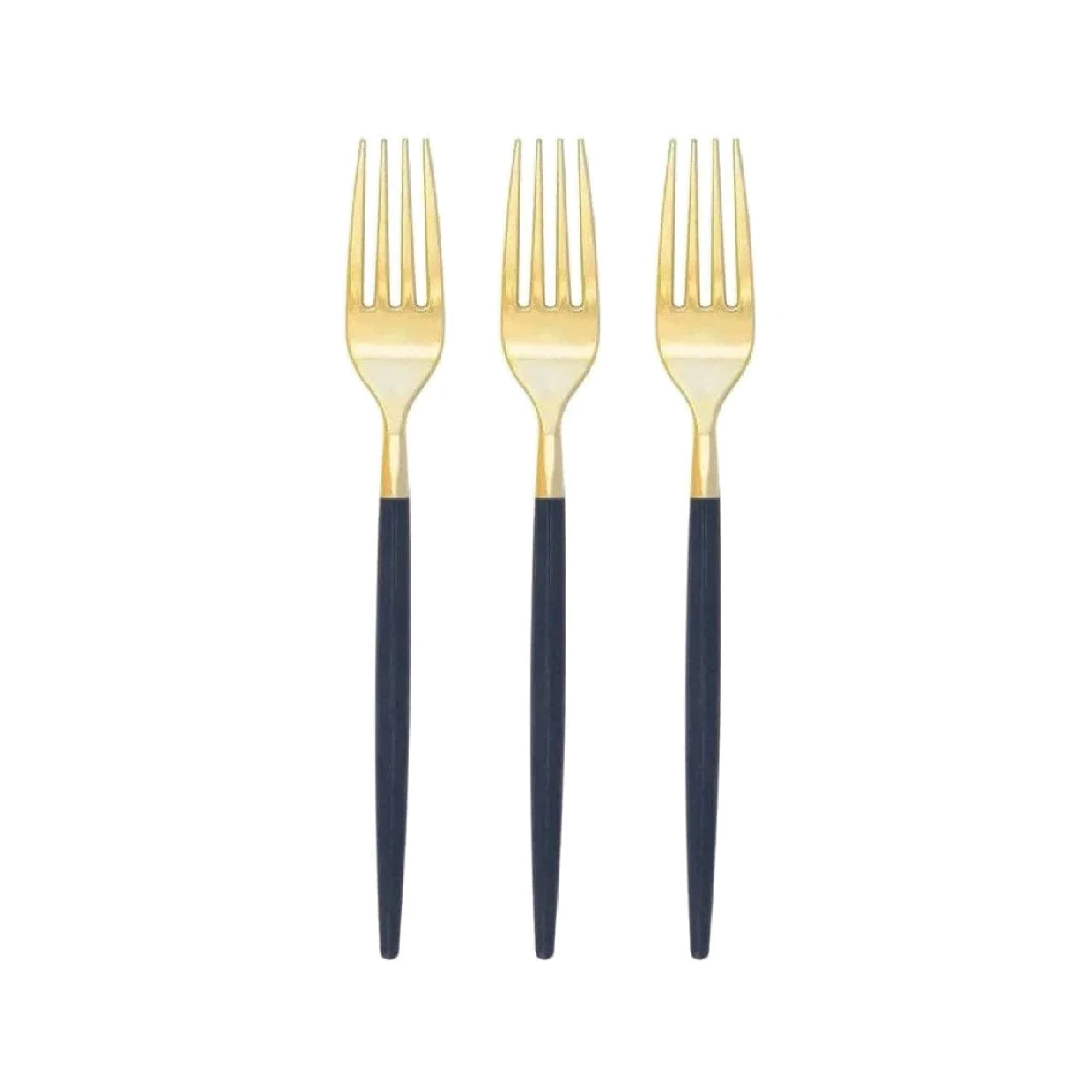 Navy & Gold Plastic Forks 32ct | The Party Darling