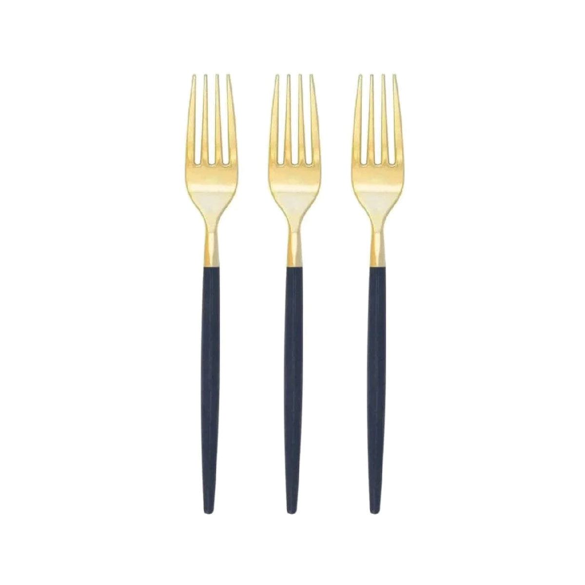 Navy & Gold Plastic Forks 32ct | The Party Darling