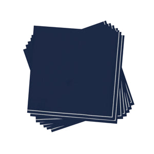 Navy & Silver Stripe Lunch Napkins 20ct  | The Party Darling
