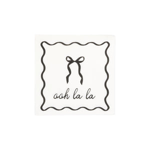 Cream dessert napkin with black bow design