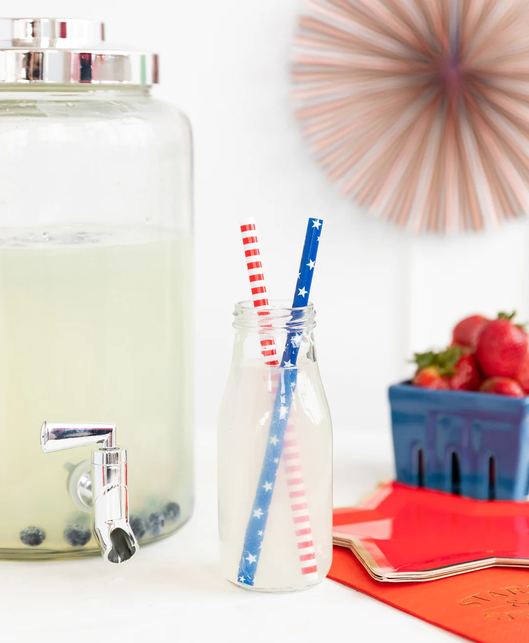 Patriotic Stars & Stripes Reusable Plastic Straws 12ct | The Party Darling