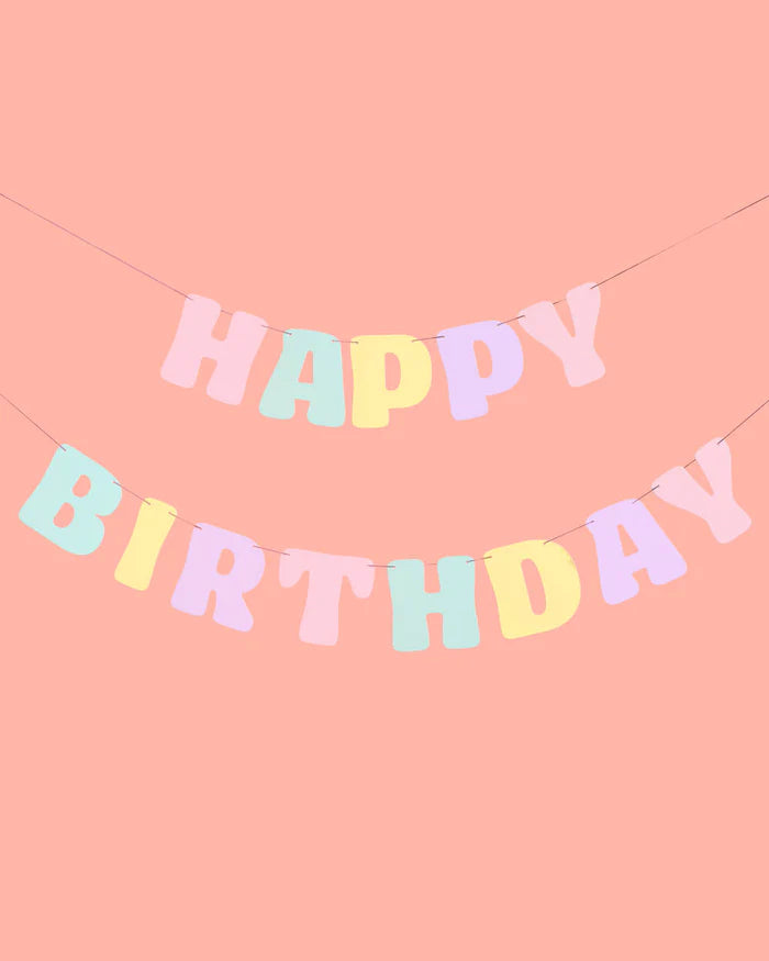 Pastel Happy Birthday Banner 5ft | The Party Darling