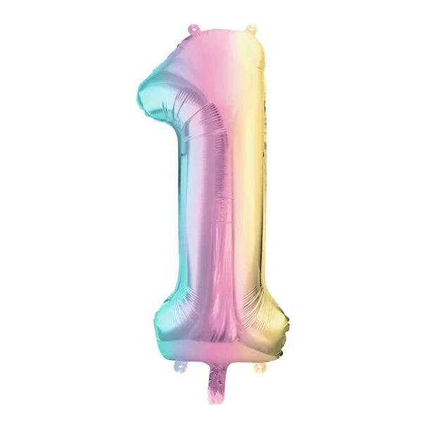 34" Pastel Rainbow Number Balloon 1