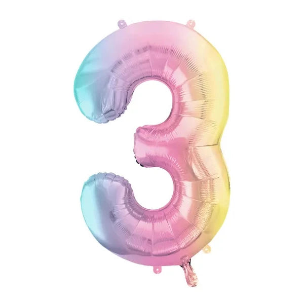 34" Pastel Rainbow Number Balloon 3