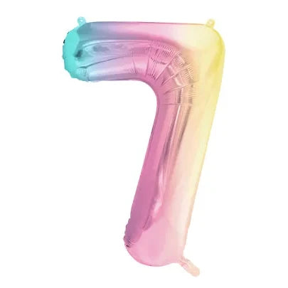 34" Pastel Rainbow Number Balloon 7