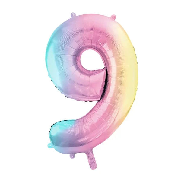 34" Pastel Rainbow Number Balloon 9