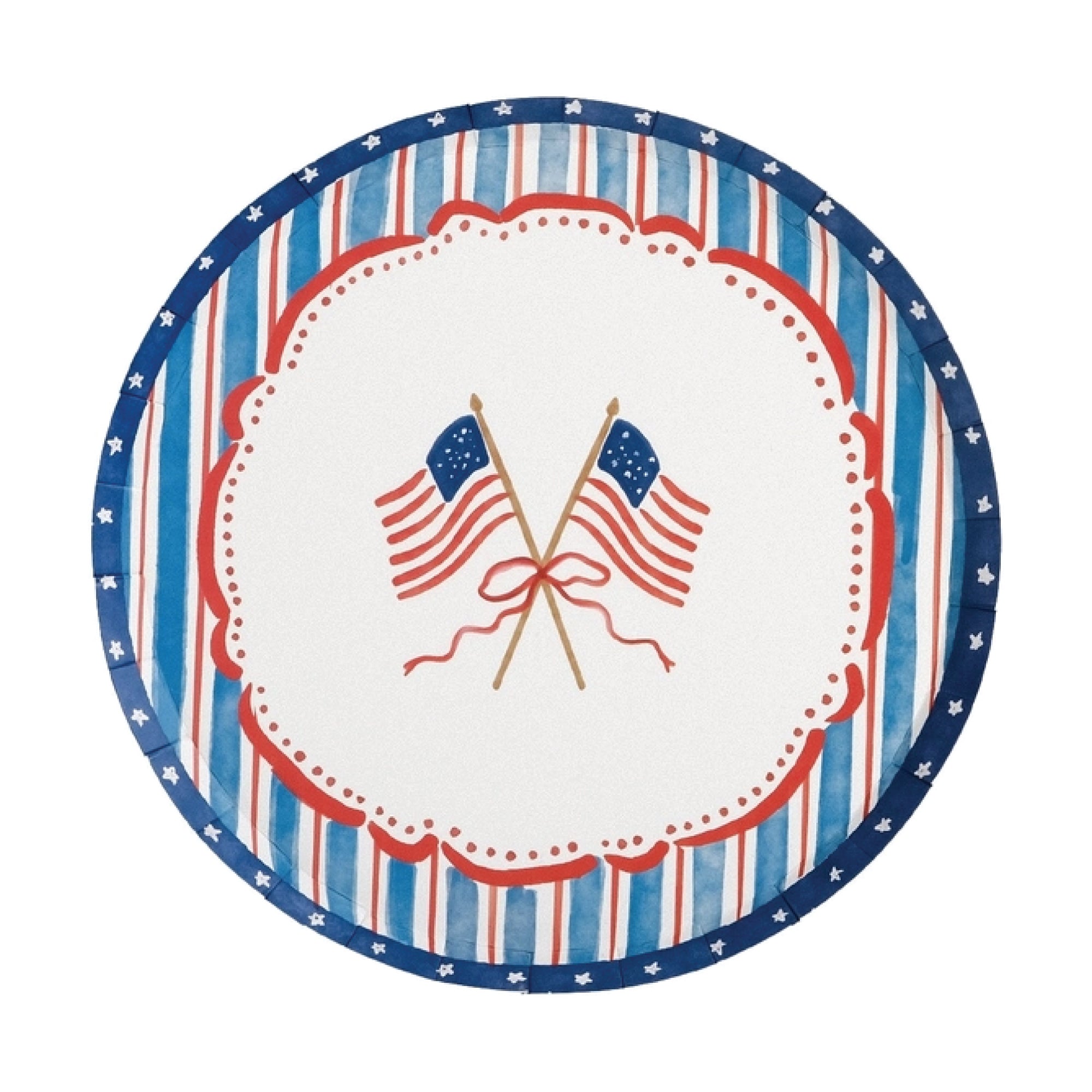 Patriotic dessert plate with vintage American flag design